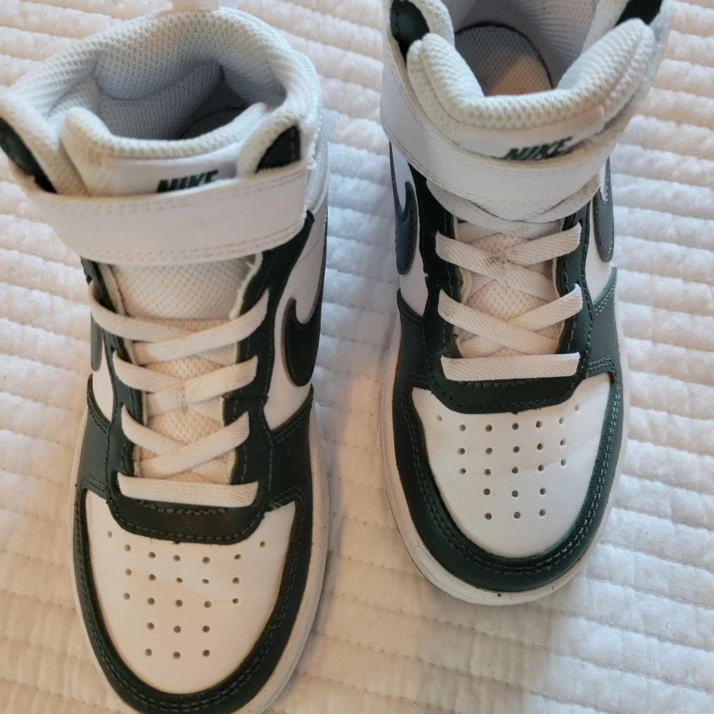 Nike Court Borough Mid 2 Kids Shoes‎ White Pro Green CD7783-119 Size 12C NWOT